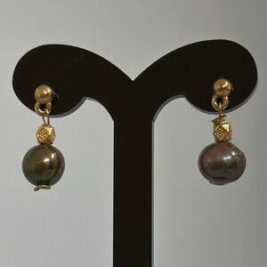 Pearl Gold and Dark real  Pearl Earrings